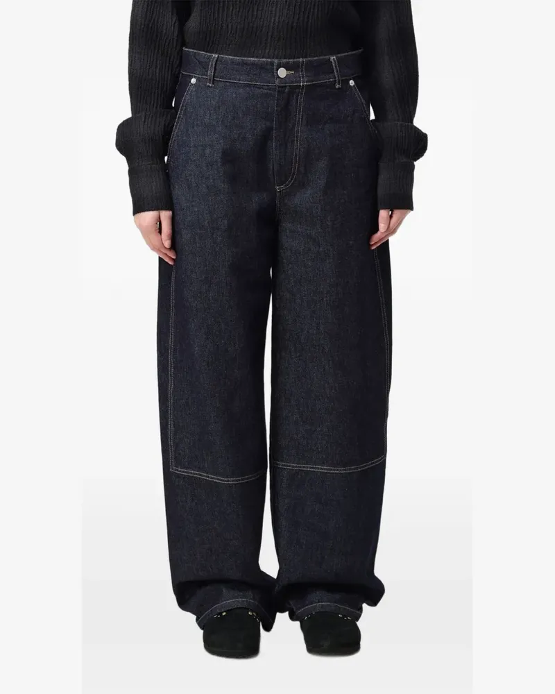 TELA Weite Jeans mit Kontrastnähten - Blau Blau