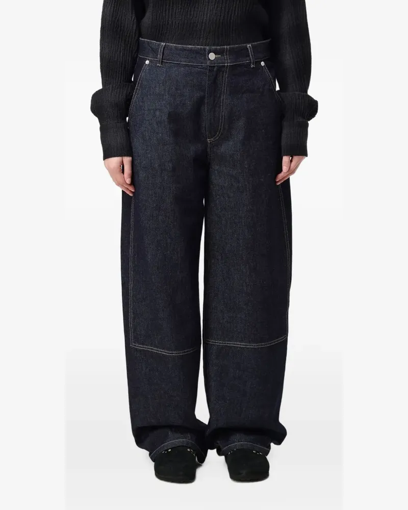 TELA contrast-stitch wide-leg jeans - Blau Blau
