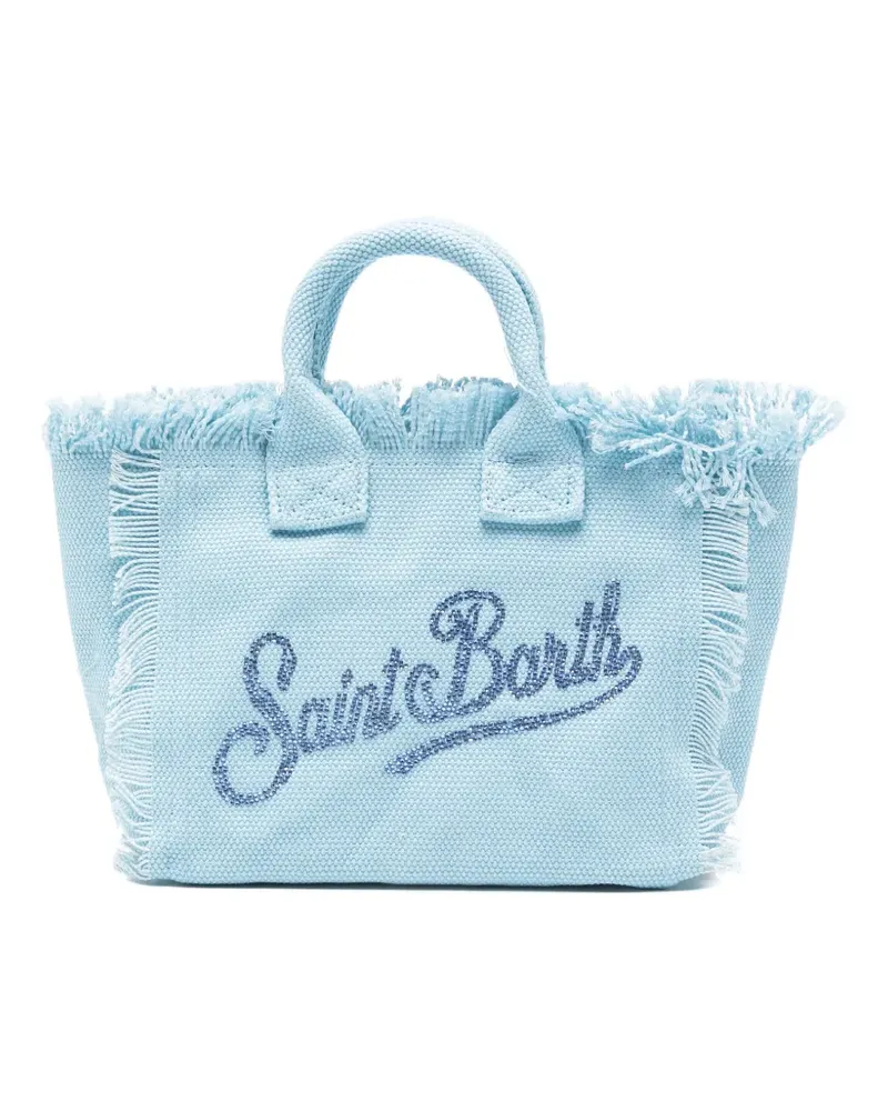 MC2 Saint Barth frayed bead-embellished tote bag - Blau Blau