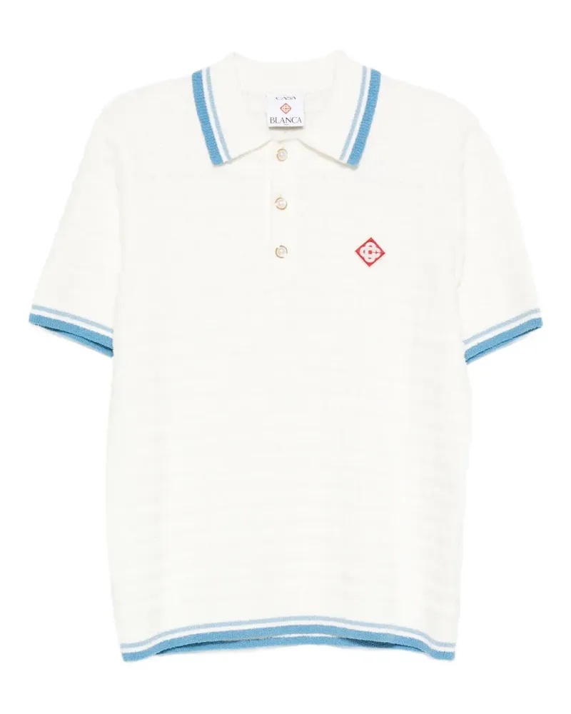 Casablanca Paris Poloshirt mit Streifendetail - Weiß Weiß