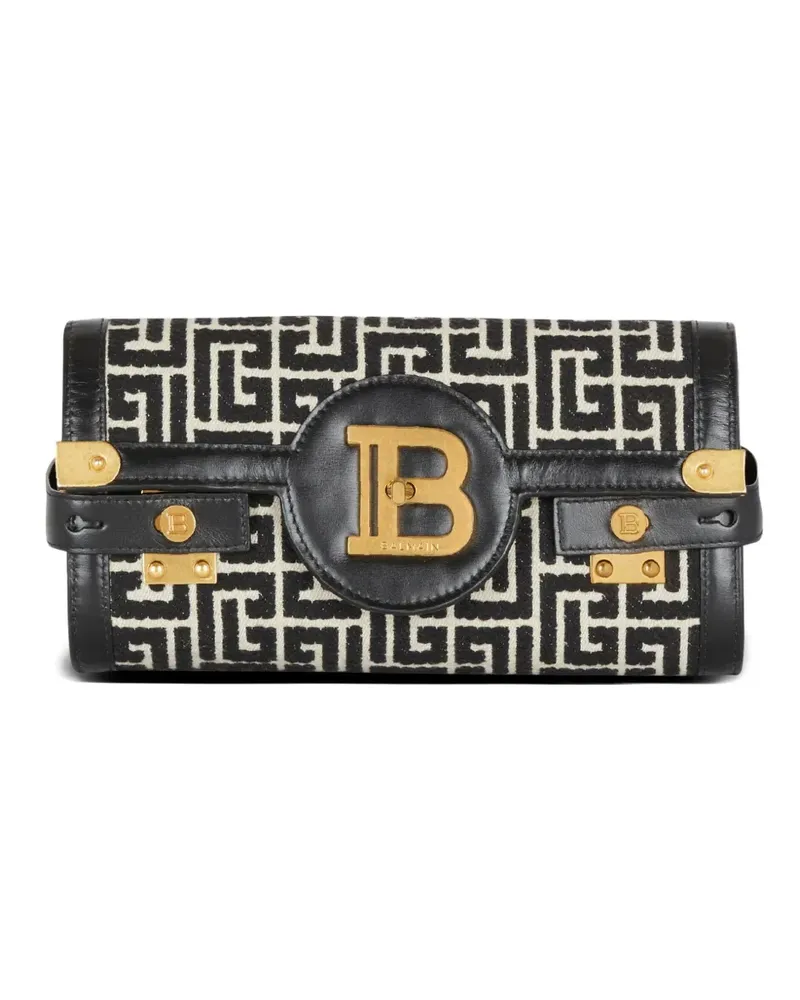 Balmain B-Buzz Clutch mit Monogramm 23cm - Schwarz Schwarz
