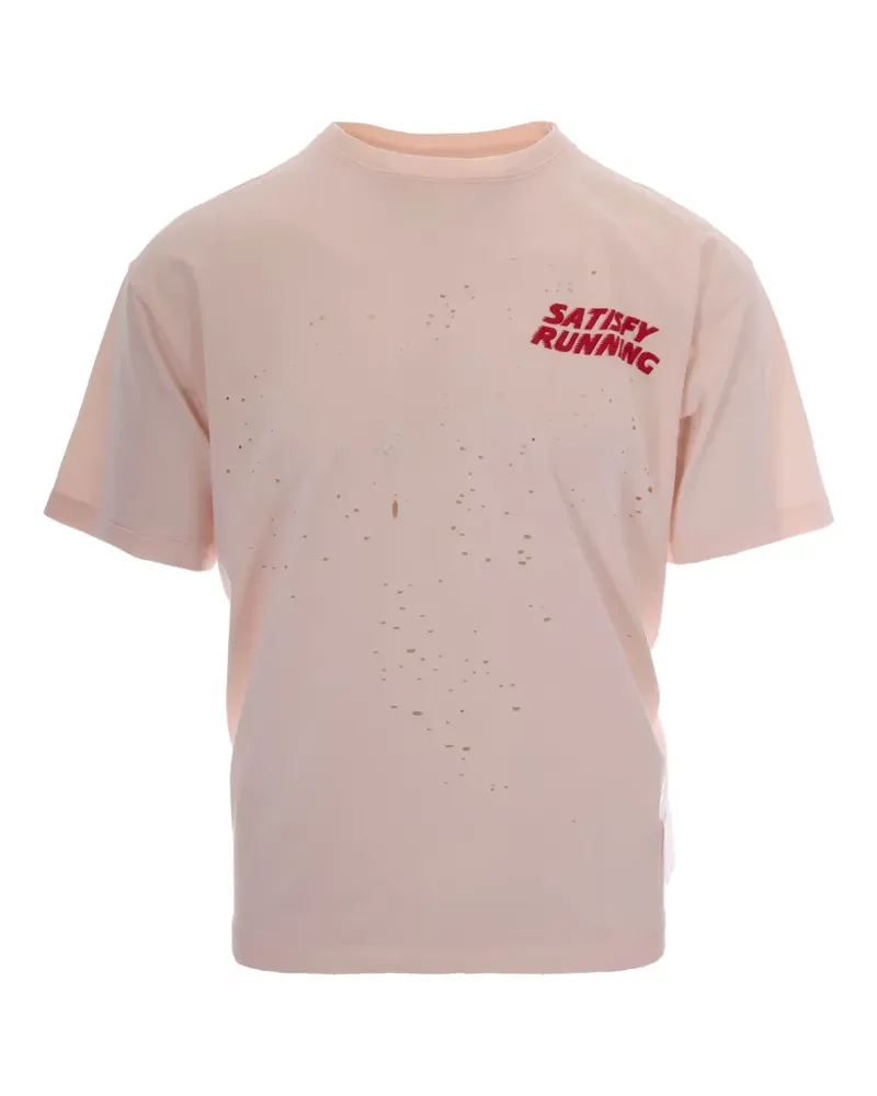 Satisfy distressed logo-print T-shirt - Rosa Rosa