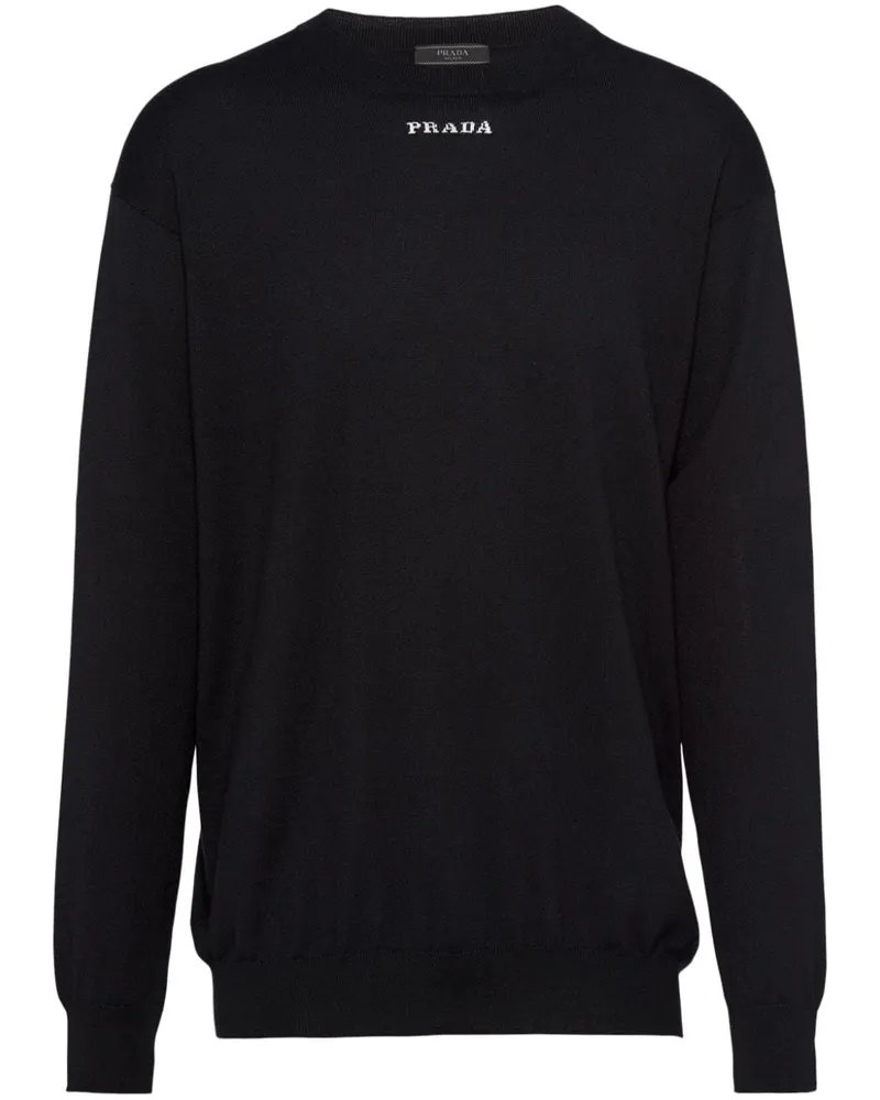 Prada Kaschmirpullover mit Intarsien-Logo - Schwarz Schwarz