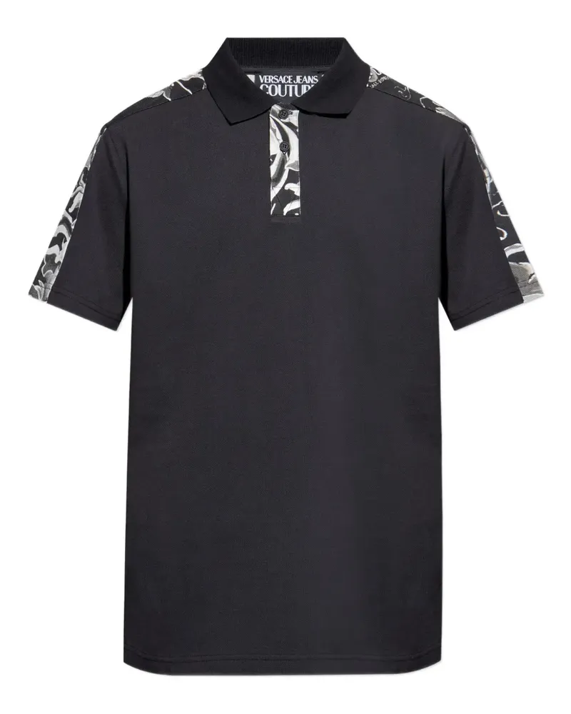 Versace Jeans Poloshirt mit barockem Print - Schwarz Schwarz