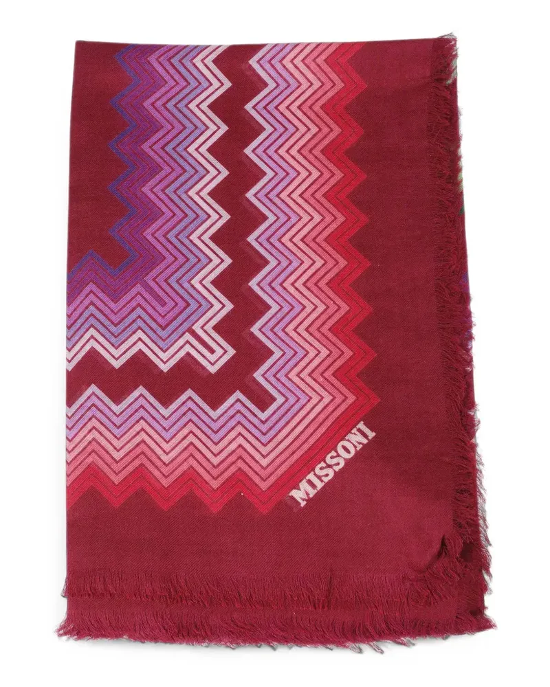 Missoni zigzag-print fringed scarf - Rot Rot