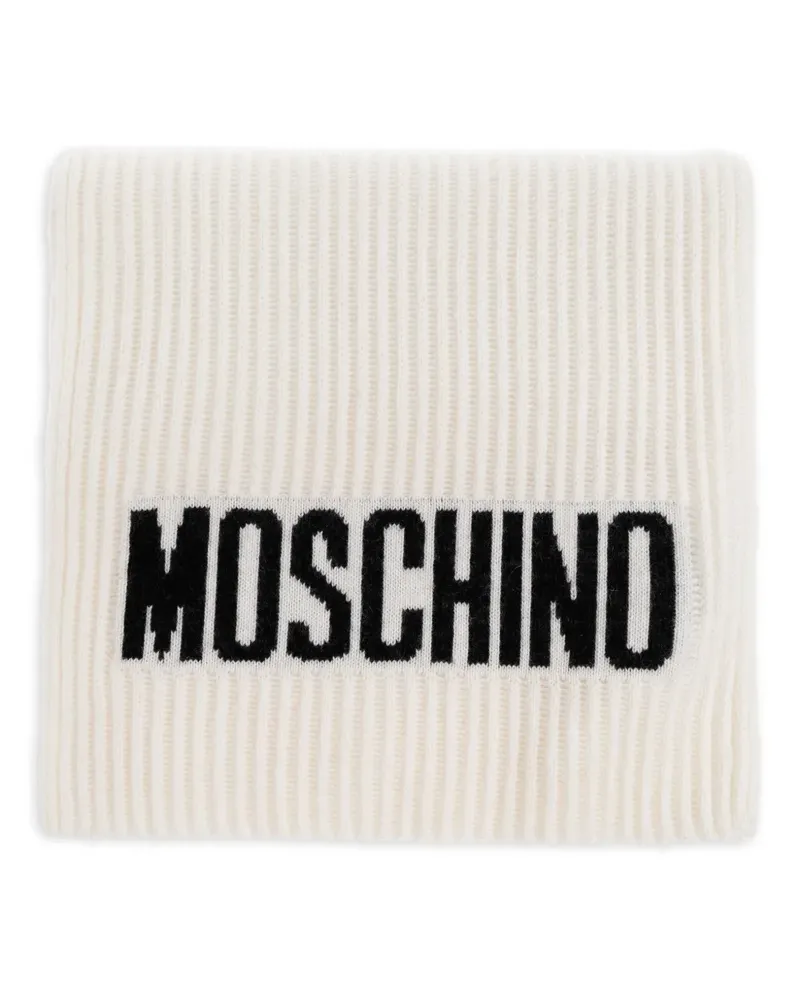 Moschino Gerippter Schal mit Logo - Nude Nude
