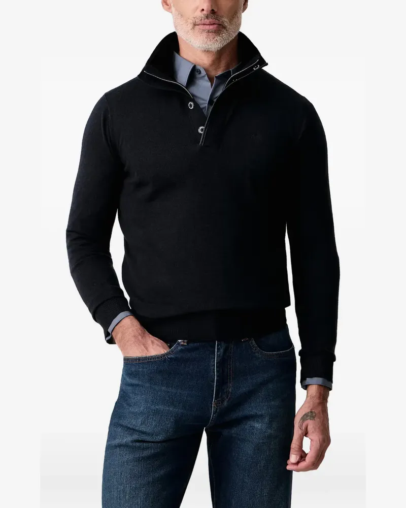 Karl Lagerfeld Bestickter Pullover mit Viertelreißverschluss - Blau Blau