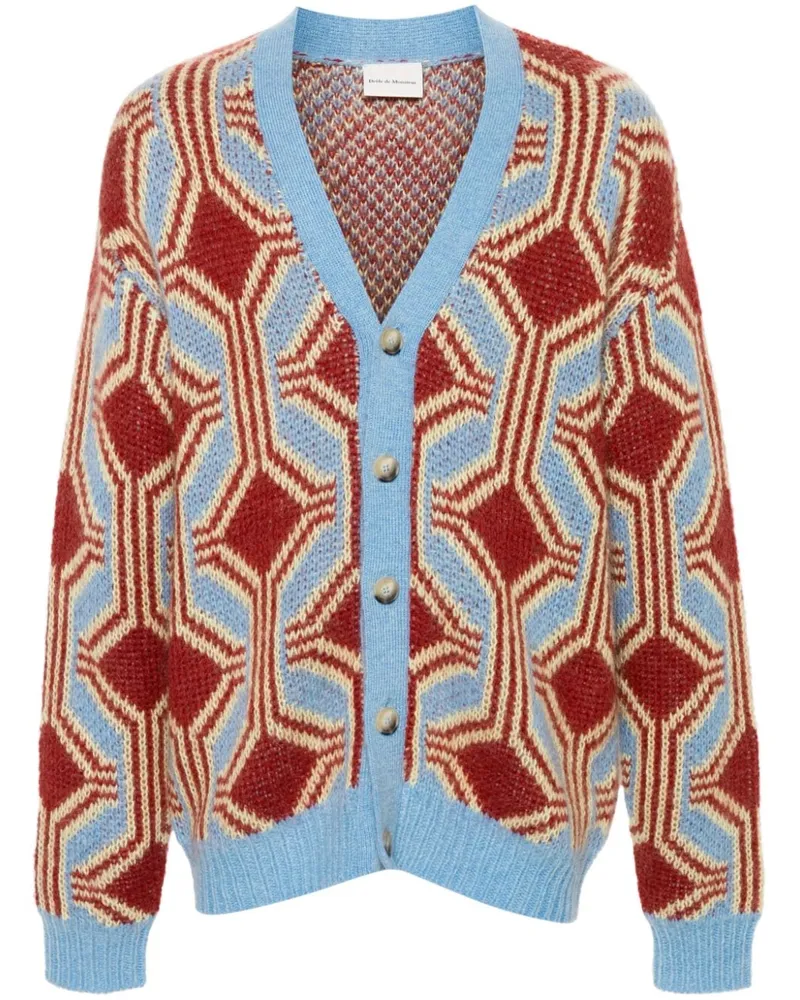Drôle de Monsieur Le Cardigan Mohair Géométrique Cardigan - Rot Rot