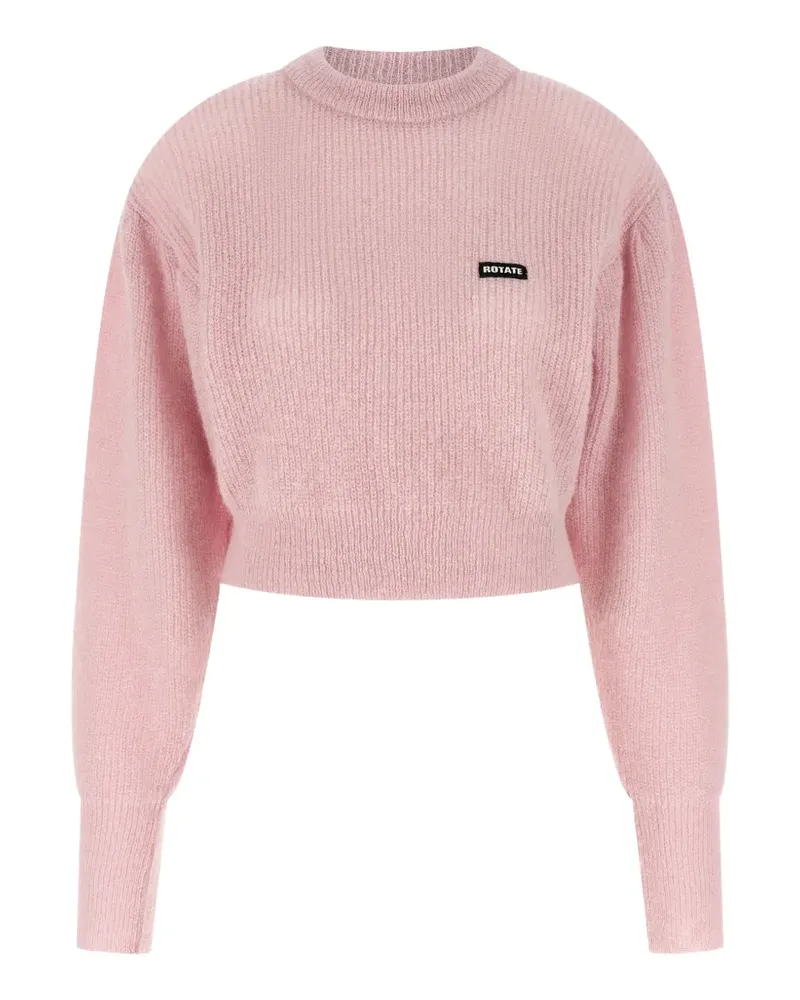 ROTATE Birger Christensen Gerippter Strickpullover mit Logo-Patch - Rosa Rosa