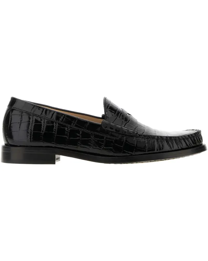 Stuart Weitzman Lottie crocodile-embossed loafers - Schwarz Schwarz