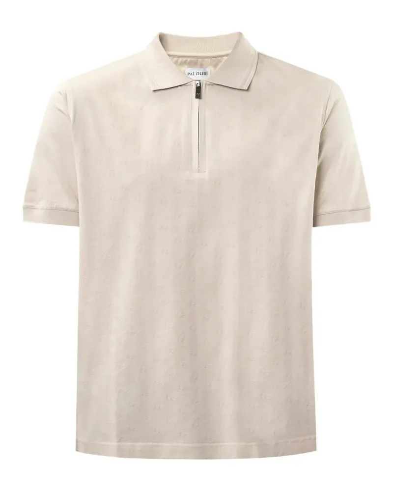 Pal Zileri Poloshirt aus Monogramm-Jacquard mit Reißverschluss - Nude Nude