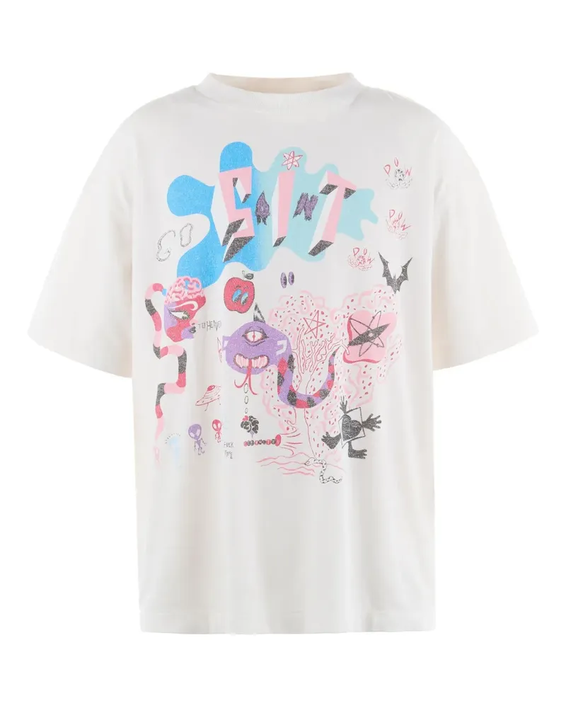 SAINT MXXXXXX T-Shirt mit Illustration-Print - Weiß Weiß