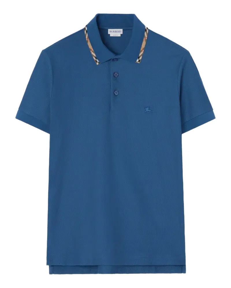 Burberry Poloshirt mit kariertem Besatz - Blau Blau