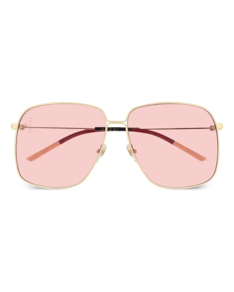 Gucci Sonnenbrille mit eckigem Gestell - Gold Gold