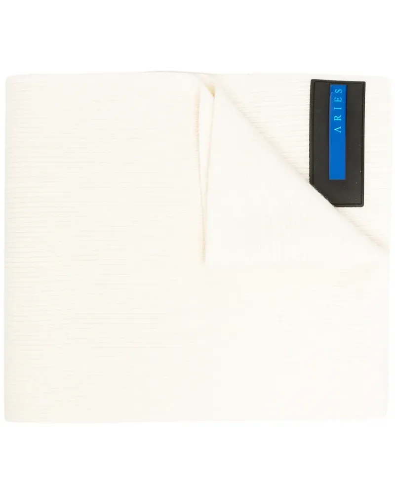Aries Schal mit Logo-Patch - Weiß Weiß
