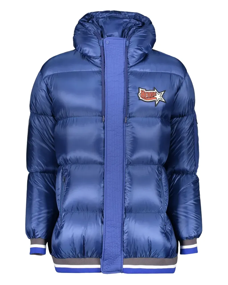 Herno Gefütterte Kapuzenjacke mit Logo-Patch - Blau Blau