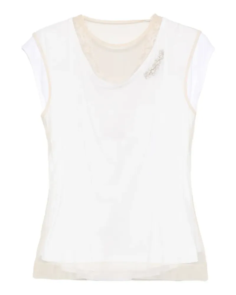 Simone Rocha T-Shirt im Layering-Look - Weiß Weiß