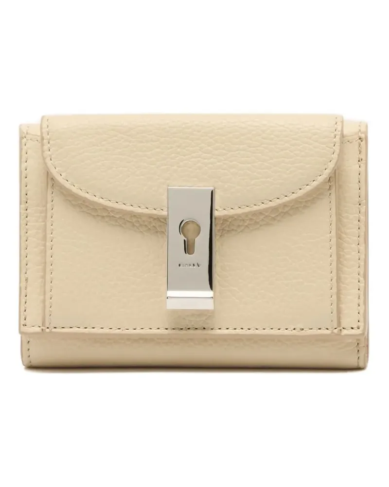 Bally Lock Me Portemonnaie aus strukturiertem Leder - Nude Nude