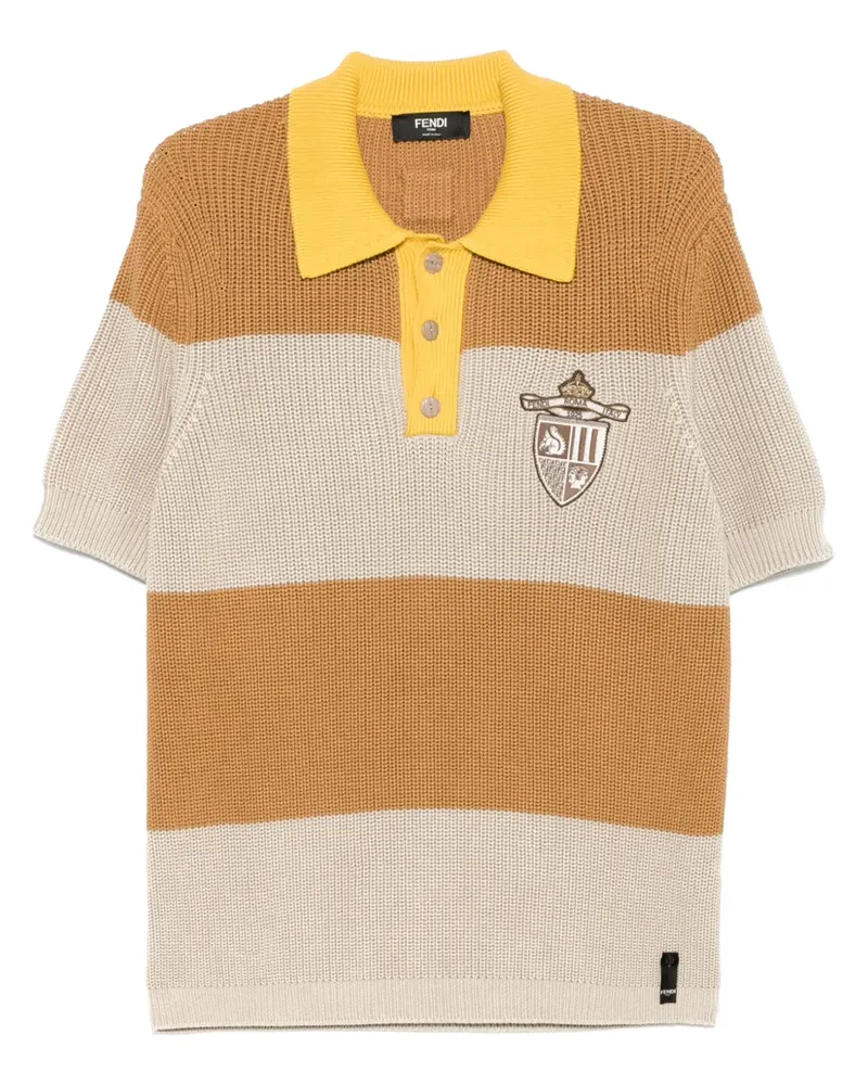 Fendi Gestreiftes Poloshirt - Braun Braun