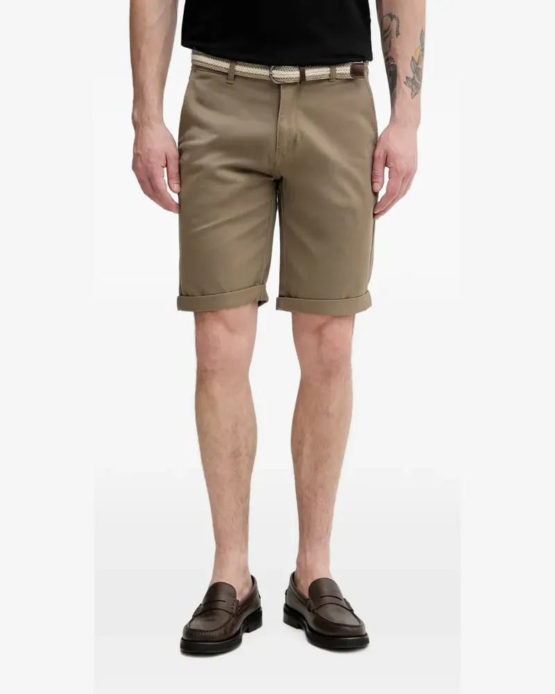 Lindbergh belted turned-up shorts - Nude Nude