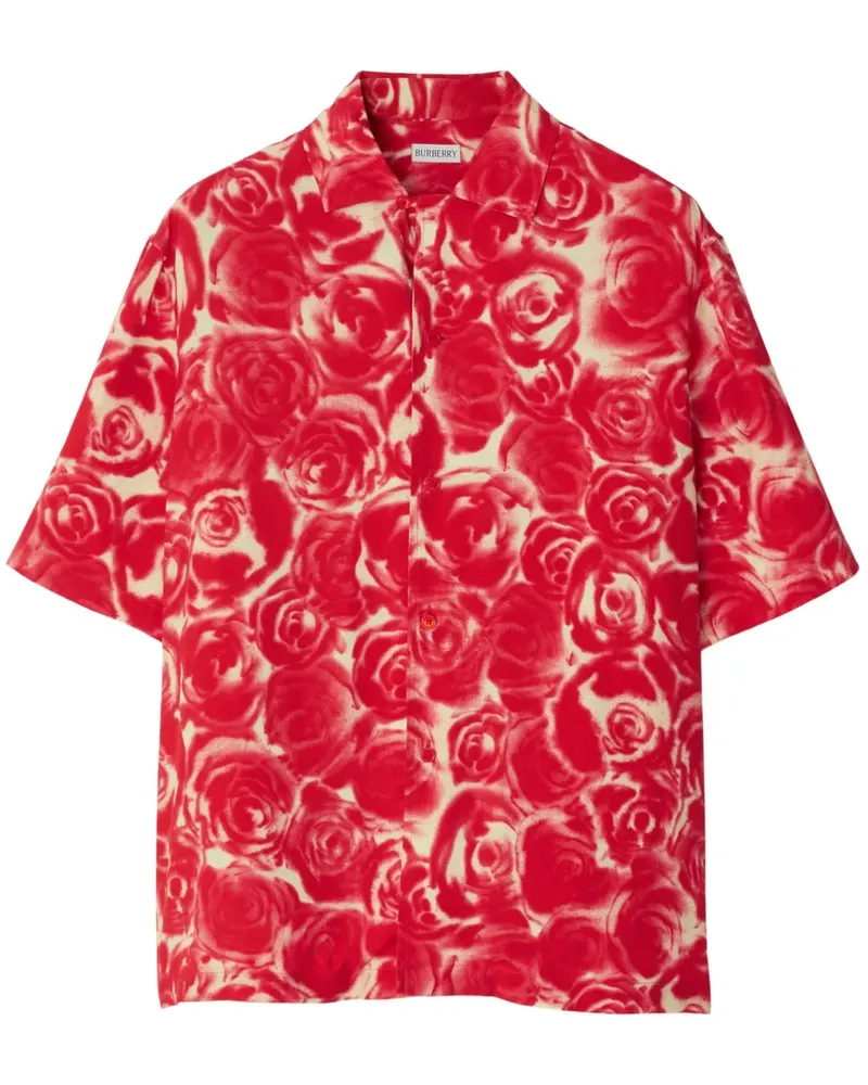 Burberry Hemd mit Rosen-Print - Rot Rot