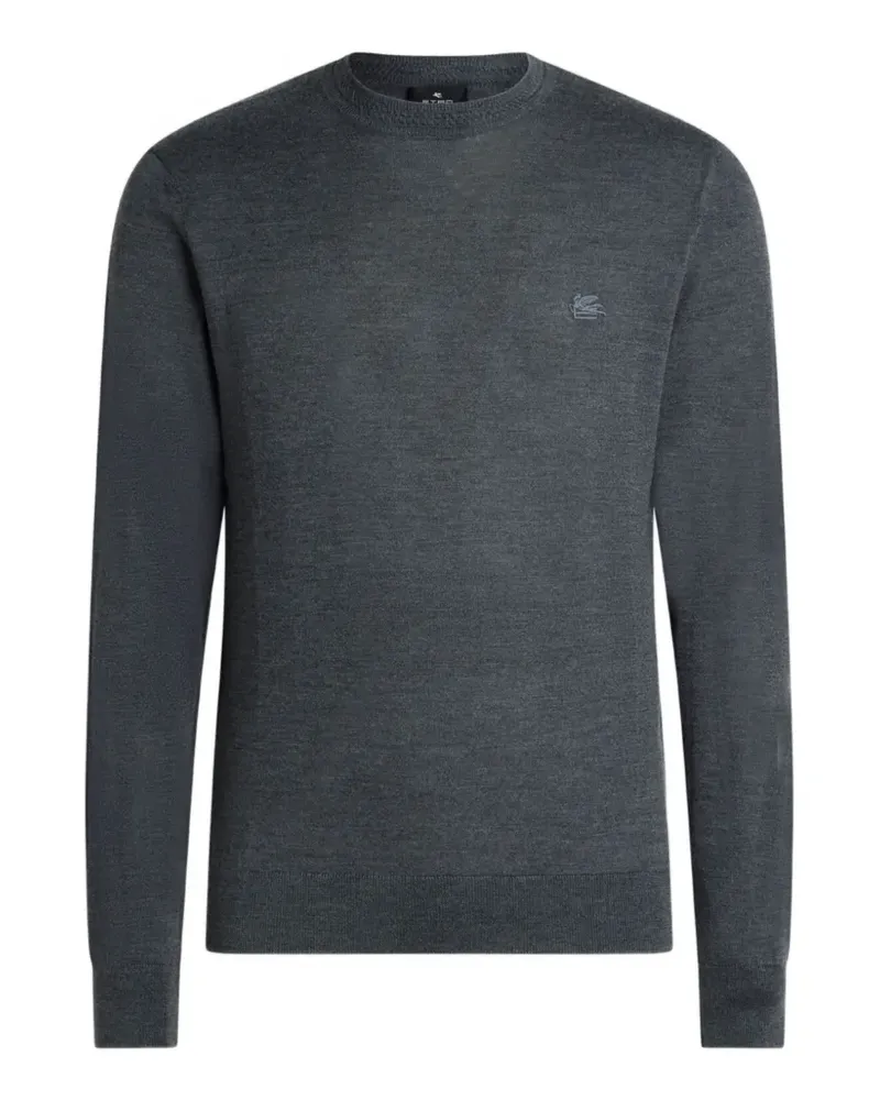 Etro Pullover aus Wolle und Seide mit Pegaso-Stickerei - Grau Grau