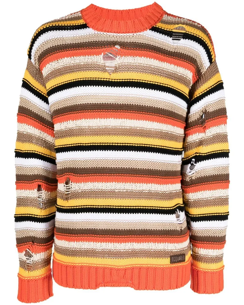 Dsquared2 Pullover im Distressed-Look Weiß