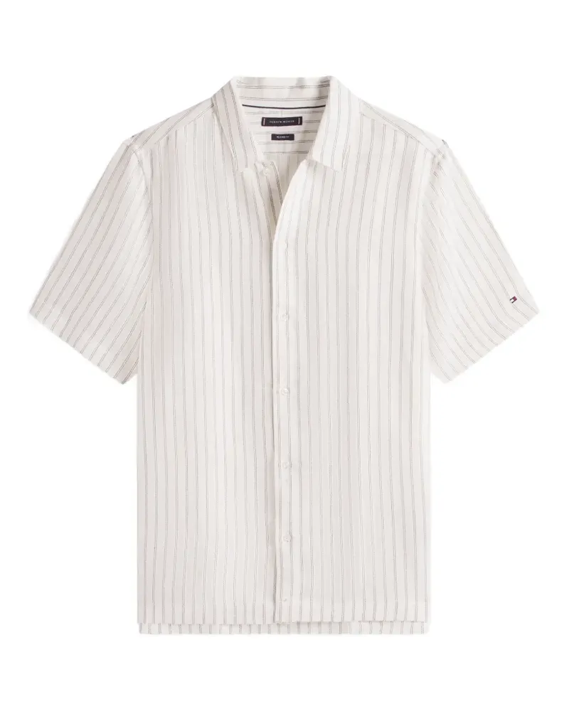 Tommy Hilfiger Gestreiftes New York Label Hemd - Weiß Weiß