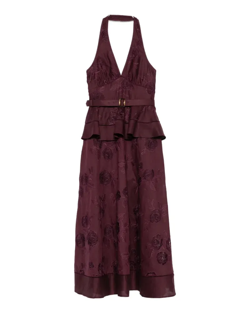 Self-Portrait floral-embroidered midi dress - Violett Violett