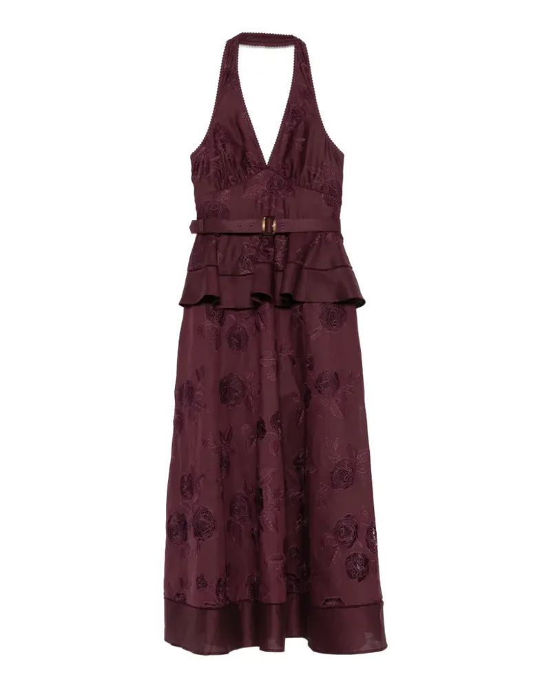 Self-Portrait floral-embroidered midi dress - Violett Violett