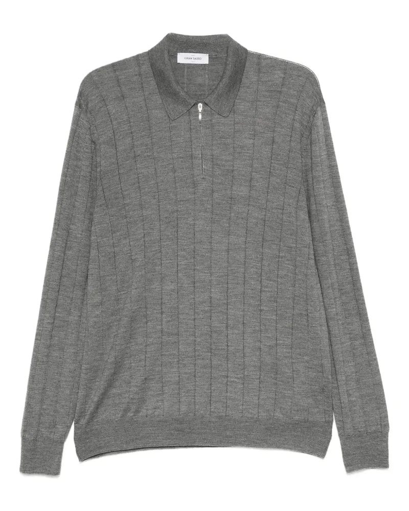 Gran Sasso Geripptes Poloshirt mit Reißverschluss - Grau Grau