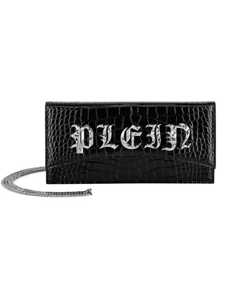 Philipp Plein Gothic Plein Clutch mit Kroko-Effekt - Schwarz Schwarz