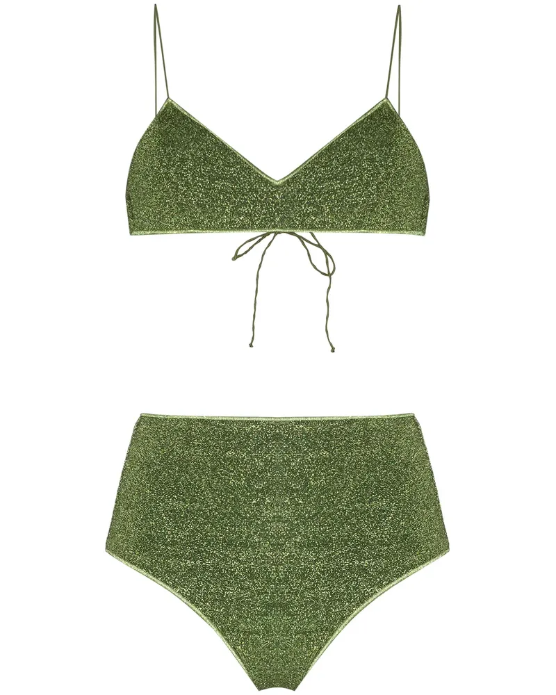 Oséree Lurex-Bikini mit hohem Bund - Grün Grün