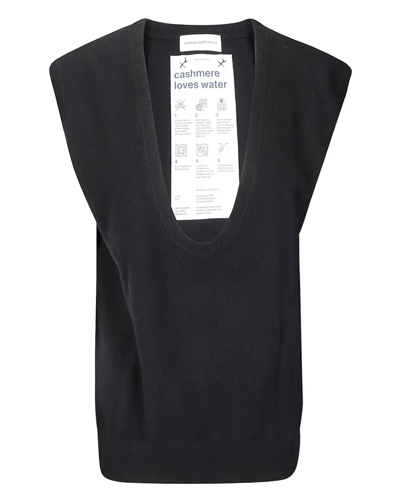 extreme cashmere Gerippte Weste mit tiefem Ausschnitt - Schwarz Schwarz
