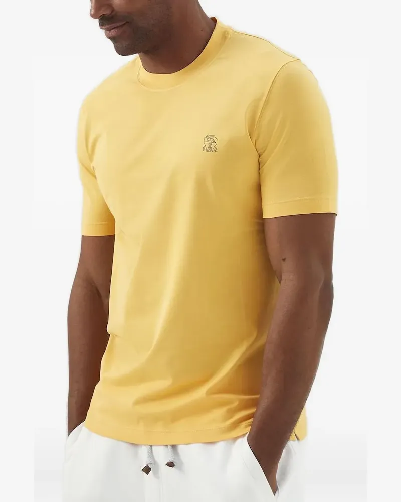 Brunello Cucinelli T-Shirt mit Logo-Stickerei - Gelb Gelb