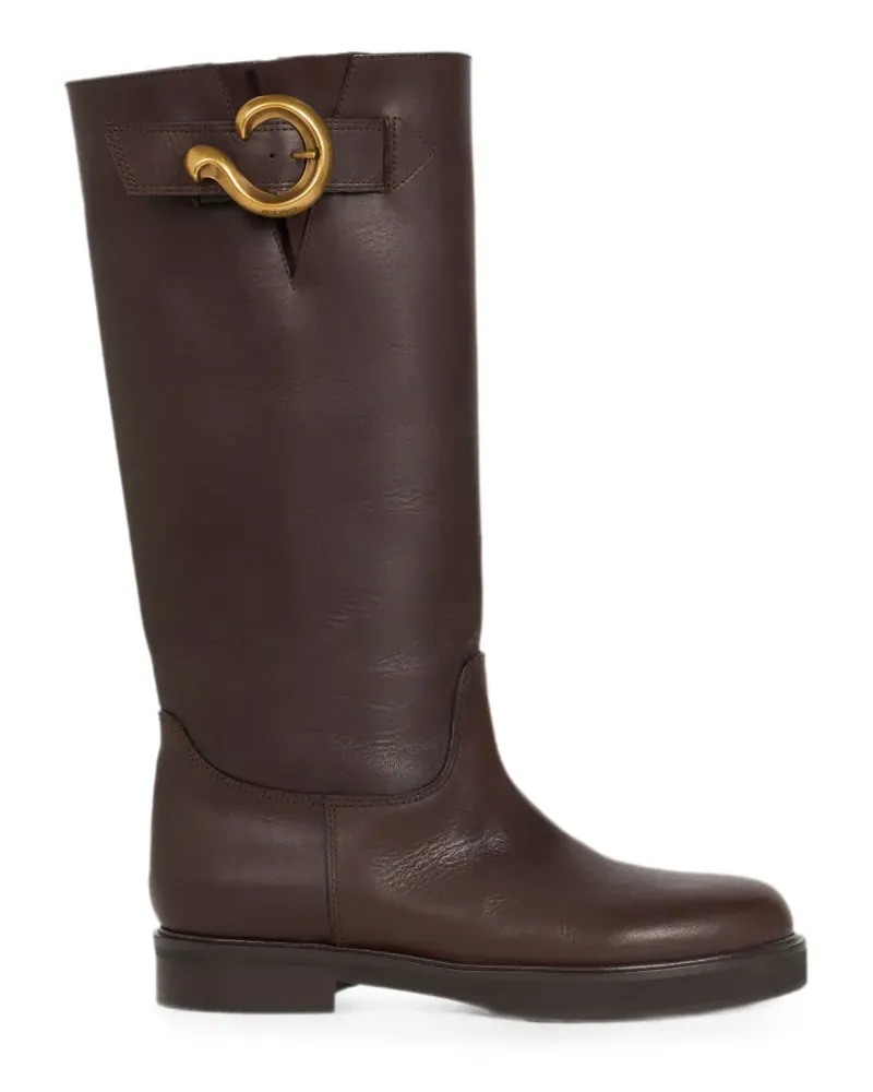 Etro Lederstiefel mit Paisley-Schnalle - Braun Braun