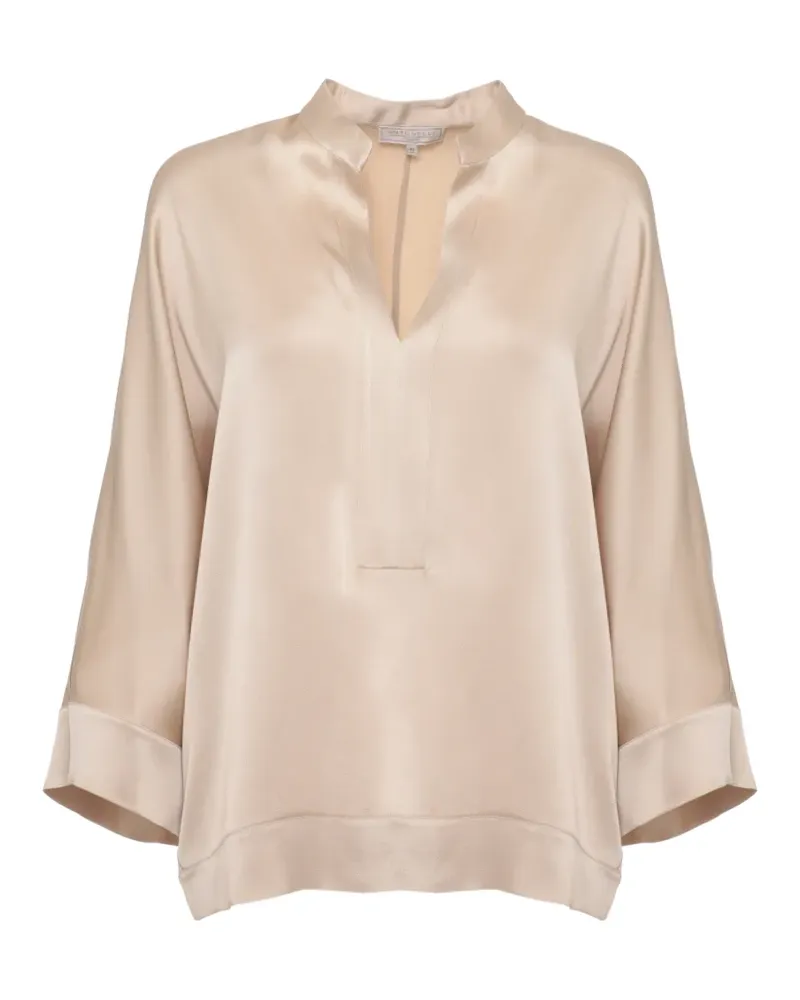 Antonelli Firenze satin-finish V-neck blouse - Nude Nude