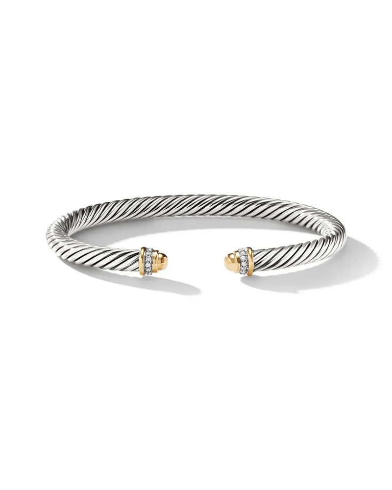 David Yurman 18kt Classic Cable Gelbgold- und Sterlingsilberarmband mit Diamant 5mm Silber
