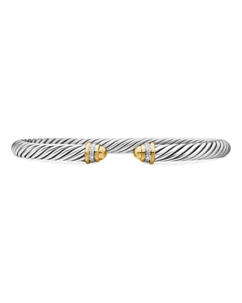 David Yurman 18kt Classic Cable Gelbgold- und Sterlingsilberarmband mit Diamant 5mm Silber