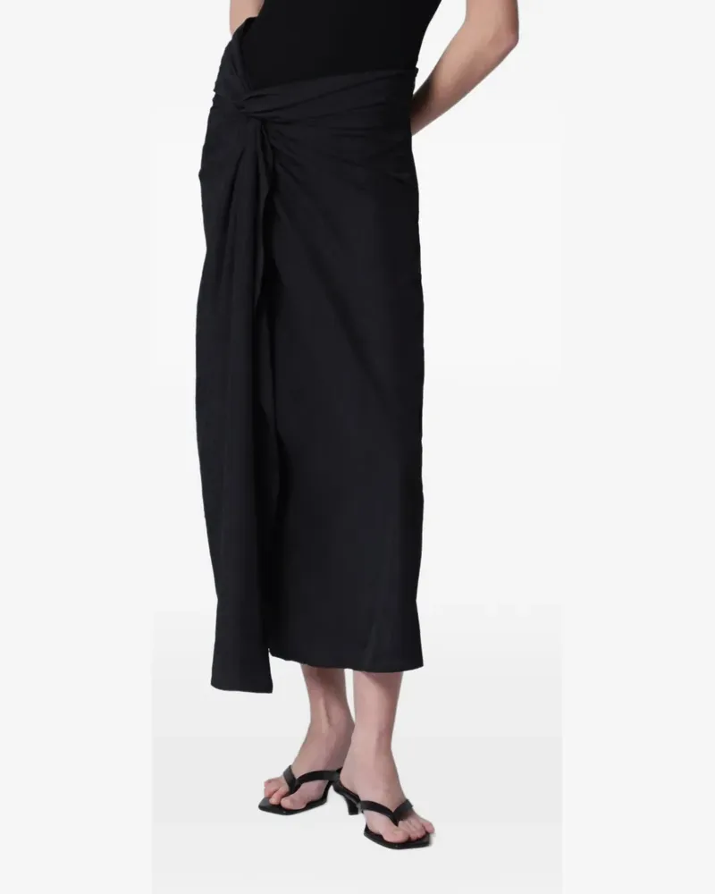 Róhe twisted midi skirt - Schwarz Schwarz