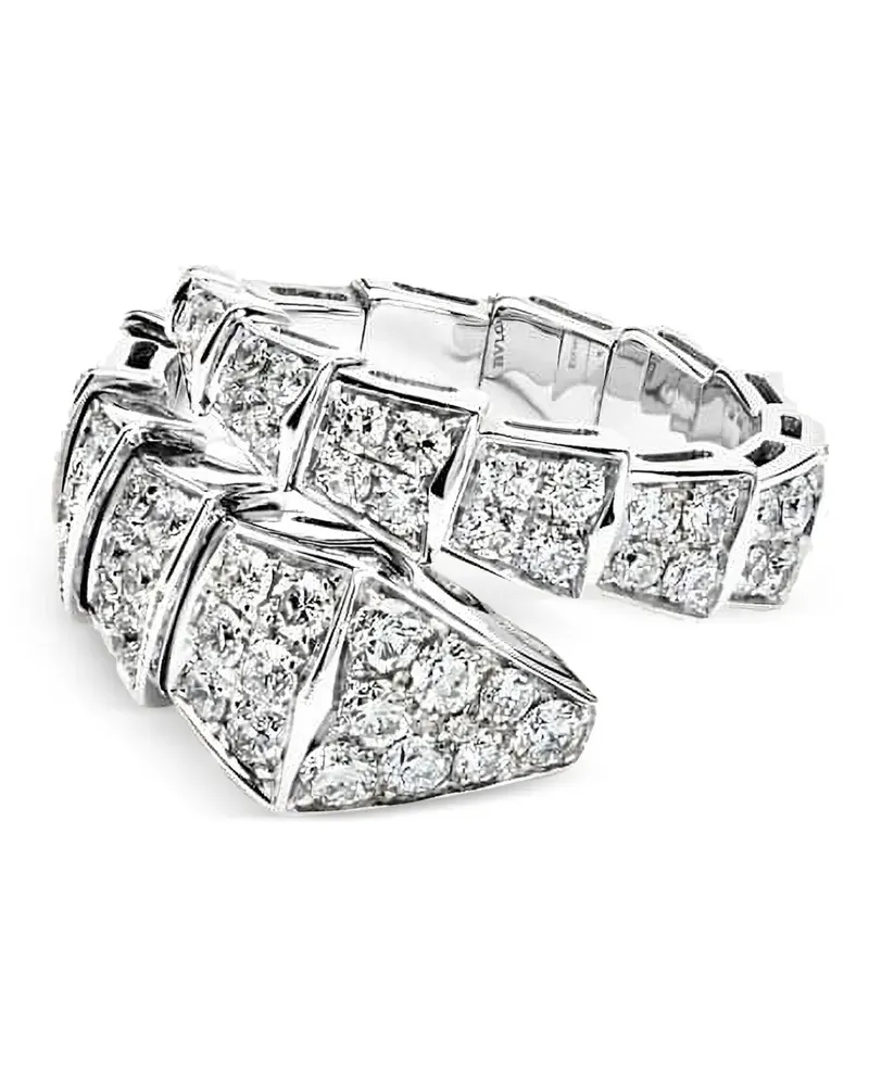 Bulgari 18kt Serpenti Viper Weißgoldring mit Diamanten Weiß