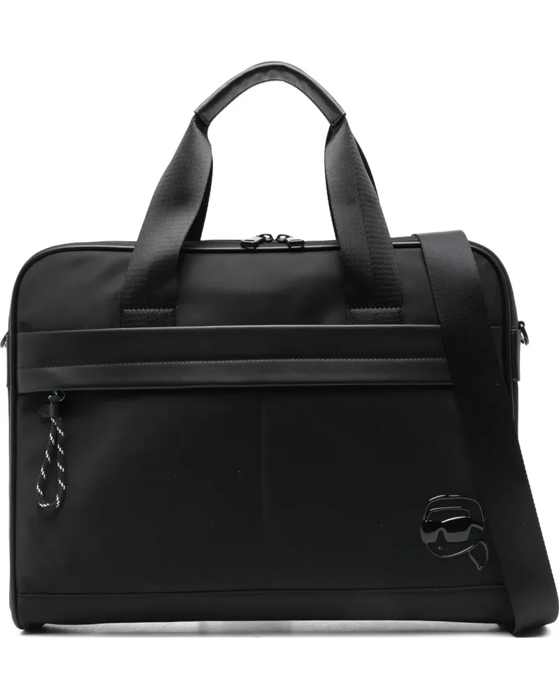 Karl Lagerfeld Laptoptasche mit Logo-Schild - Schwarz Schwarz