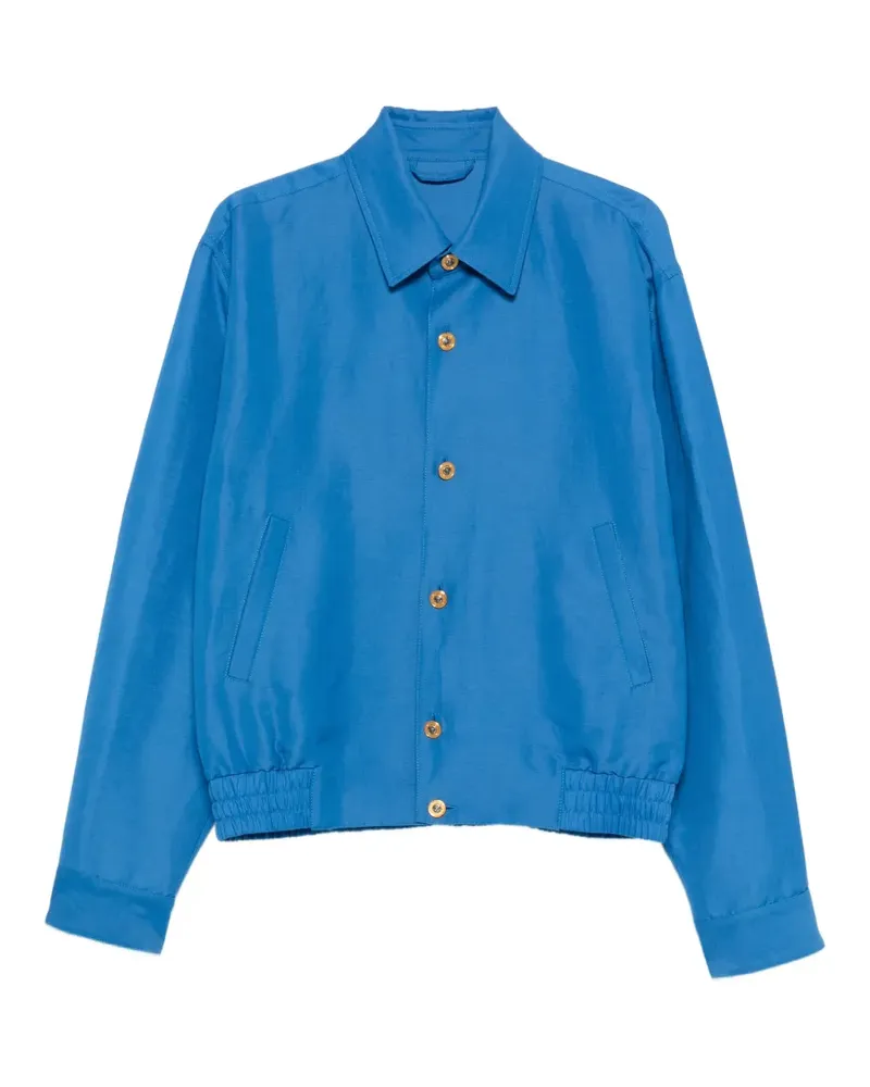 Versace logo-button blouson jacket - Blau Blau