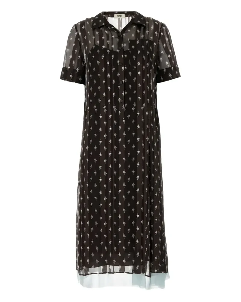 Fendi Hemdkleid aus Seide - Schwarz Schwarz