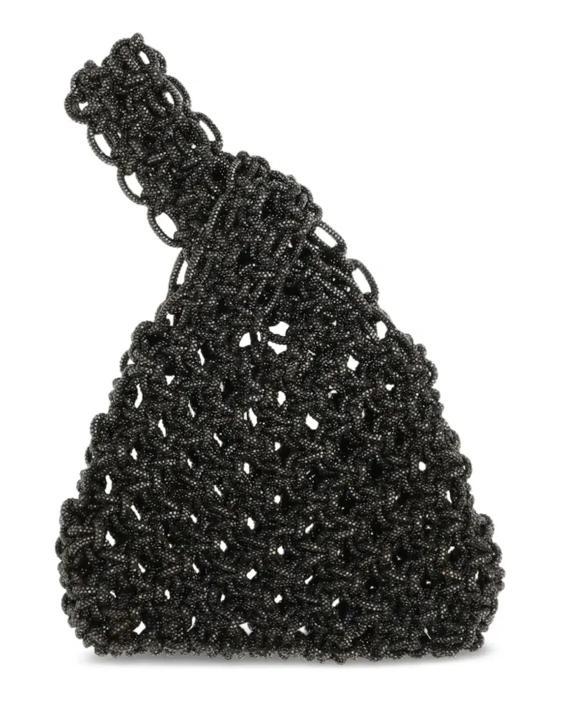 HIBOURAMA Kristallverzierter Shopper - Schwarz Schwarz