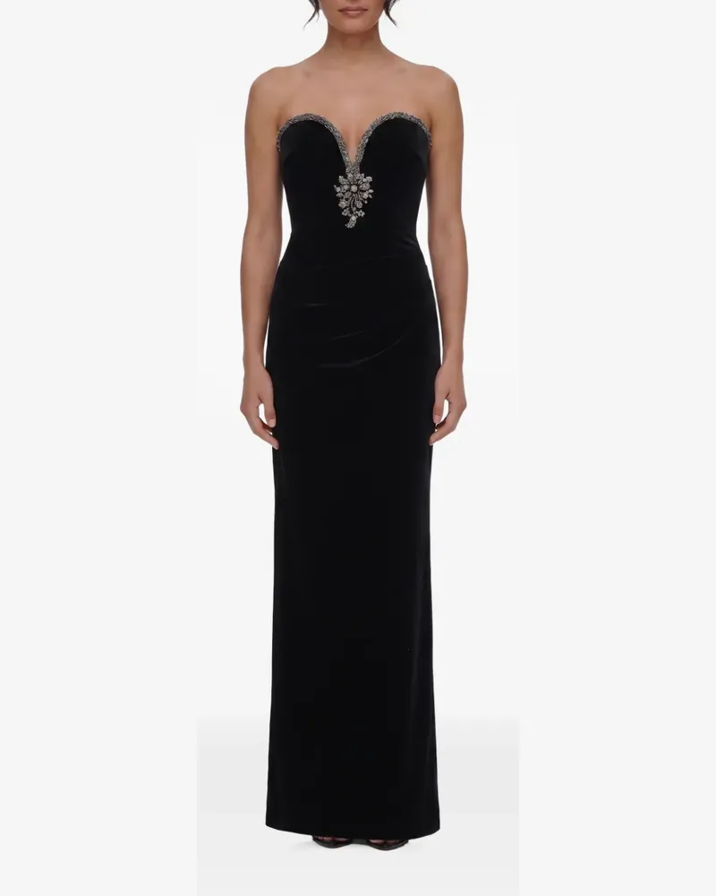 Self-Portrait black velvet maxi dress - Schwarz Schwarz