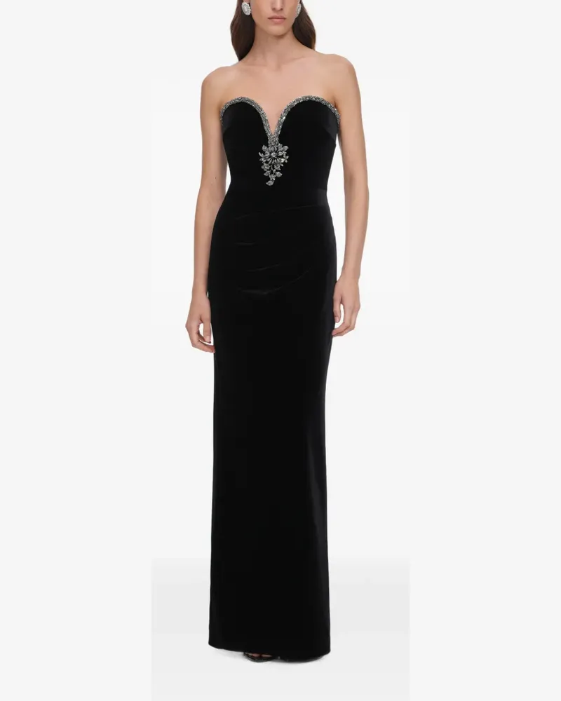 Self-Portrait Maxikleid aus Samt - Schwarz Schwarz