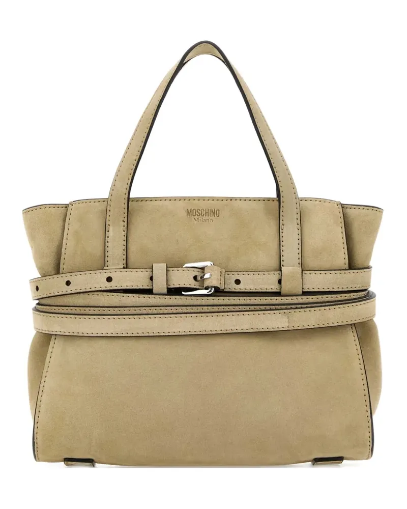 Moschino Tie Me Tote Bag aus Wildleder mit Schnalle - Nude Nude