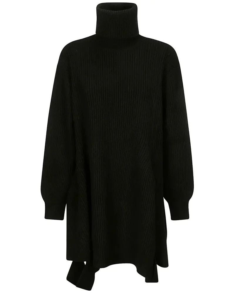 Yohji Yamamoto Gestricktes Kleid mit Stehkragen - Schwarz Schwarz