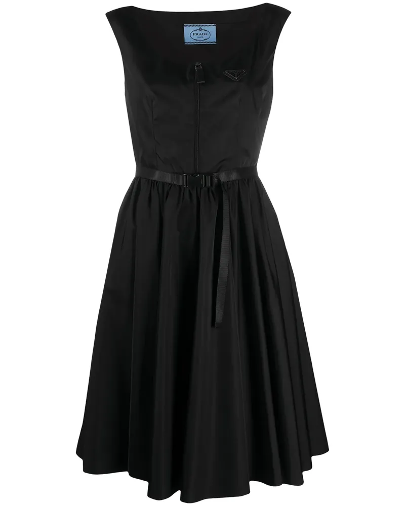Prada Kleid mit Logo-Schild - Schwarz Schwarz